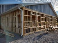 Exterior and windows getting framed in.
