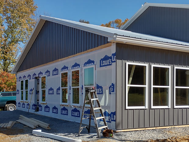 Example of windows being installed in a new build.